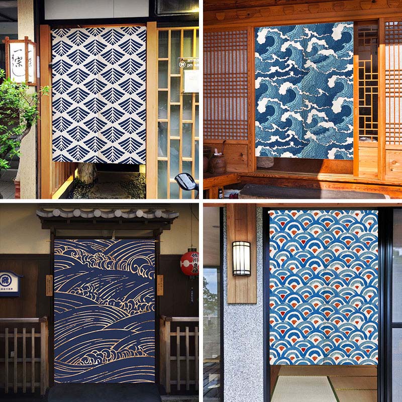 Noren Curtain Doorway - Golven textuur Japanse Noren deuropening gordijnen