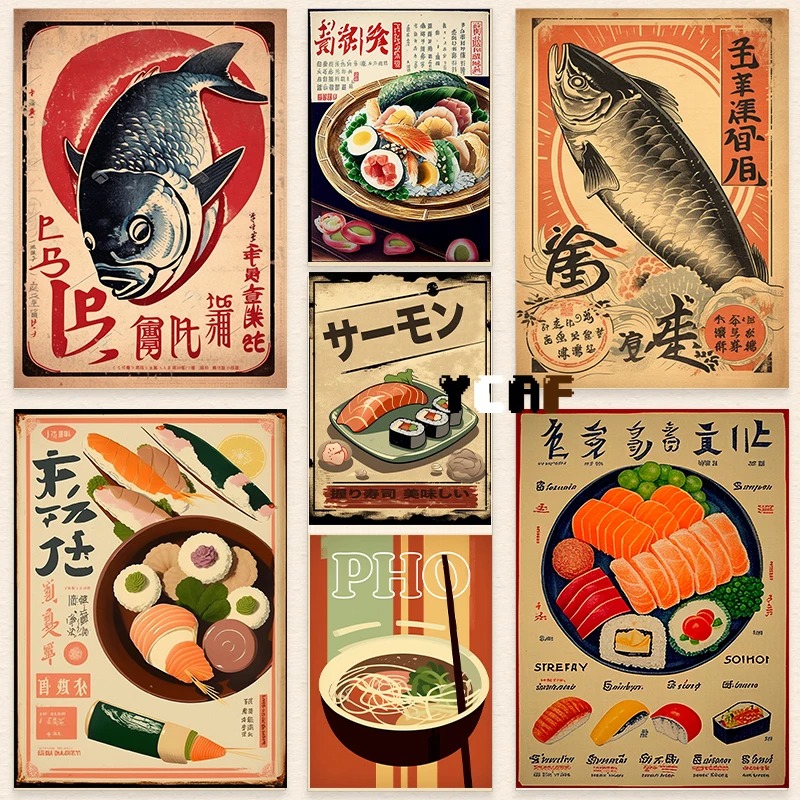Japanese Food Lifestyle - Vintage Japanse Food Poster Canvas Afdrukken