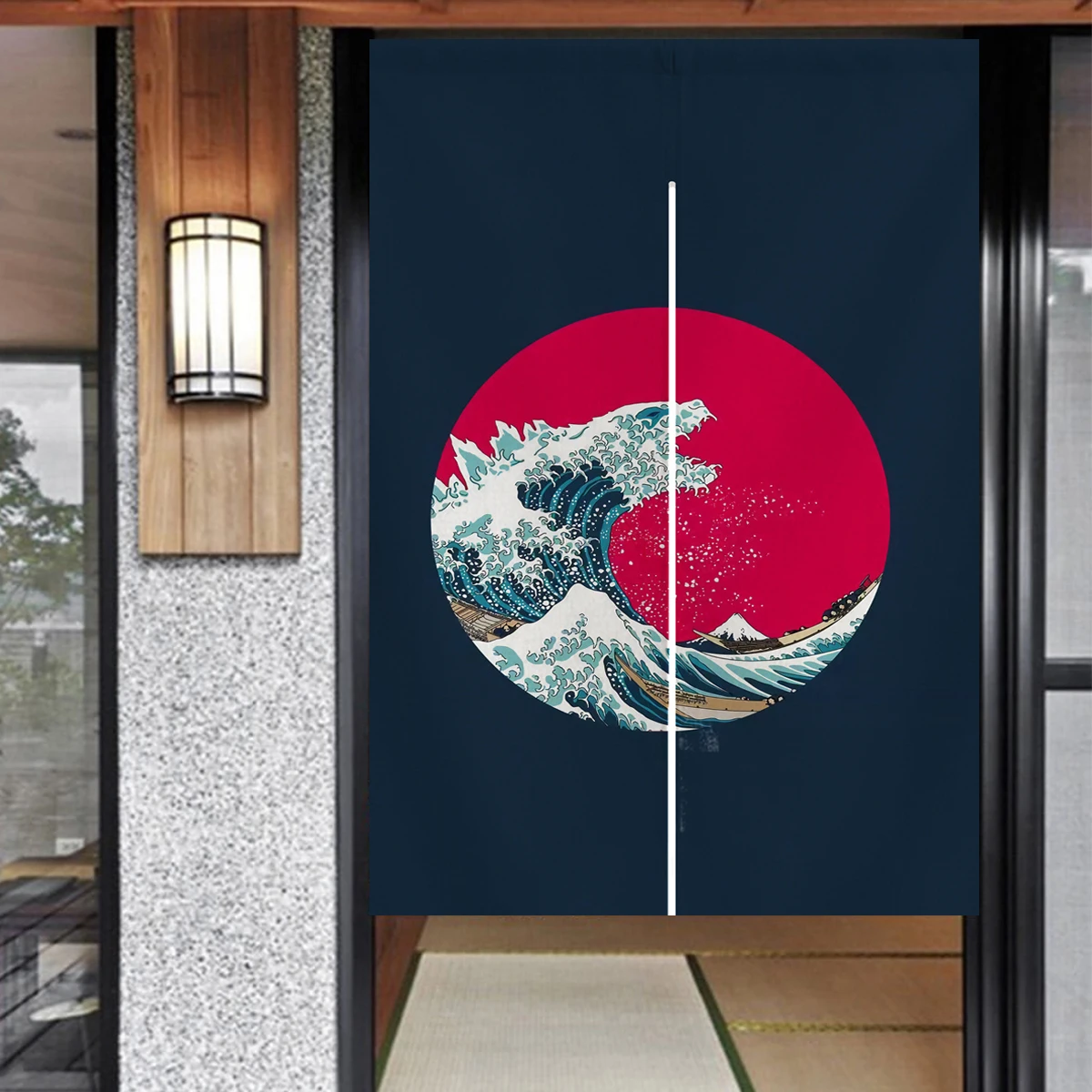 Noren Curtain Doorway - Ofat Home Japanse deurgordijn met golfpatroon